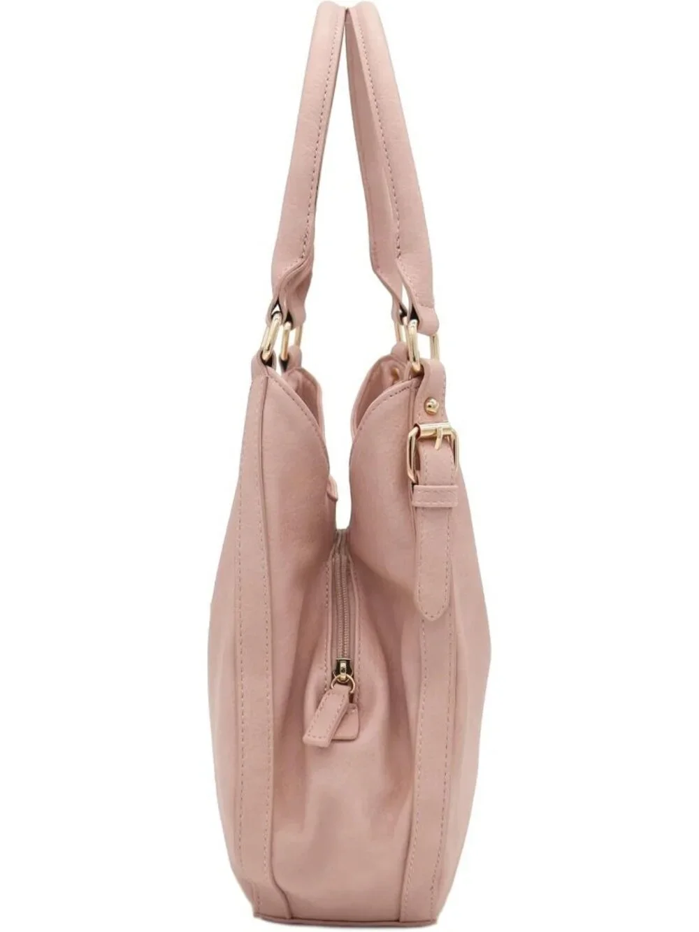 Stylish Lightweight Medium Hobo Bag - 3 Compartment Faux Leather Tote Handbag